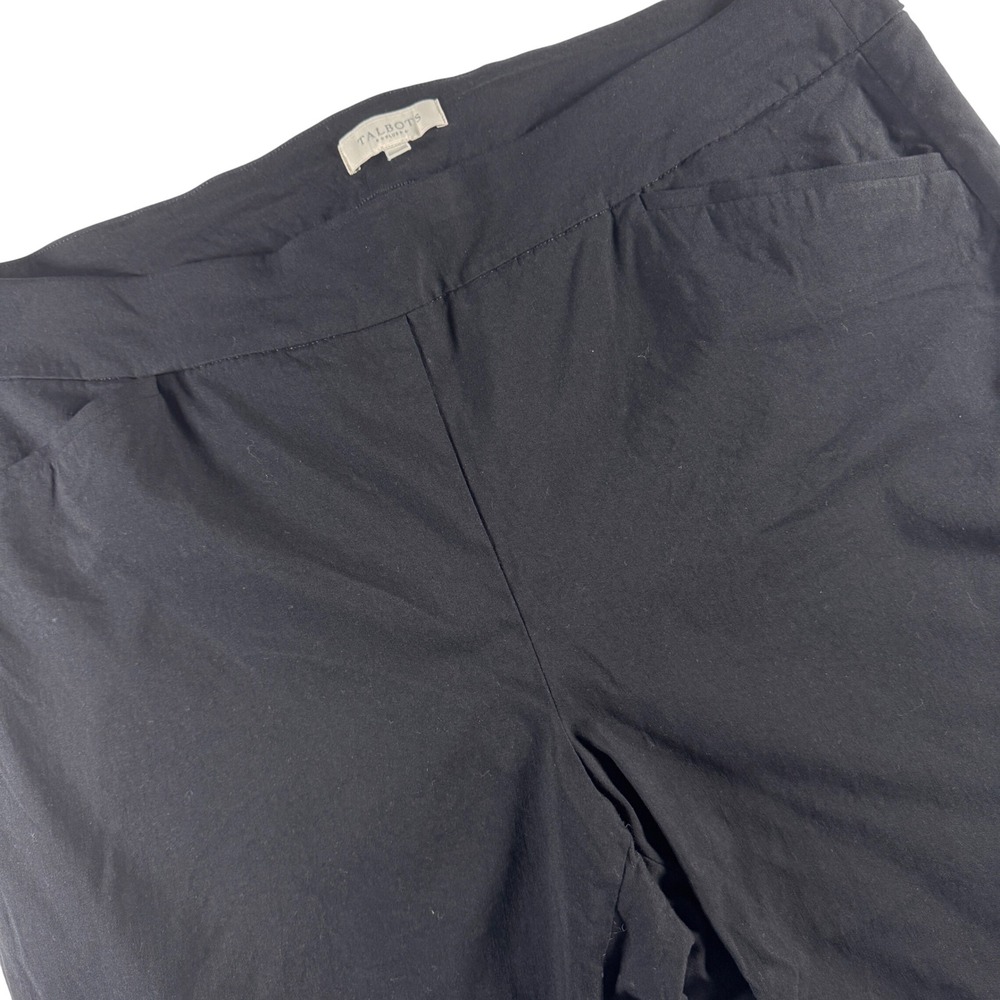Talbots Crop Pants Women 22W Black Pull‎ On Stretch Rayon Blend Ankle
